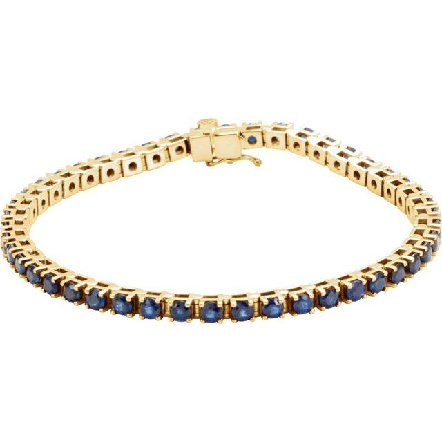 Round Natural Blue Sapphire Line Bracelet