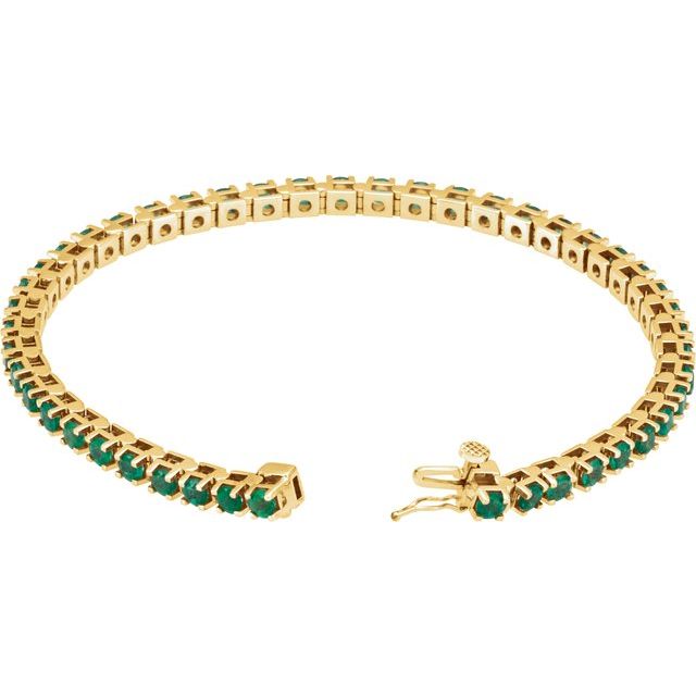 Round Natural Emerald Line Bracelet