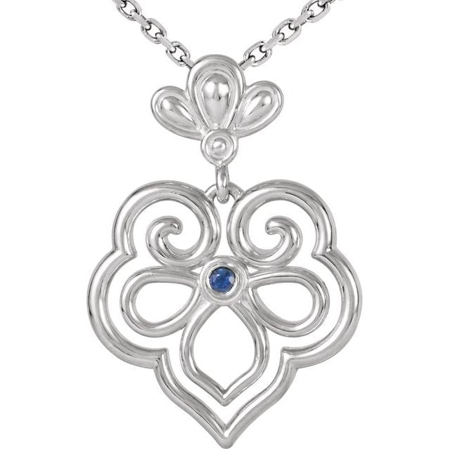 Round Natural Blue Sapphire Necklace