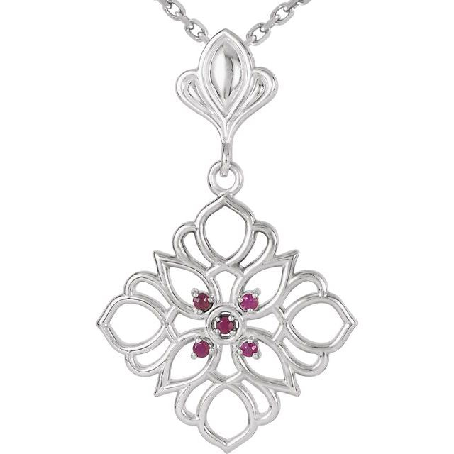 Round Natural Ruby Necklace