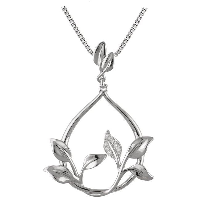 Round .05 CTW Natural Diamond Floral Necklace
