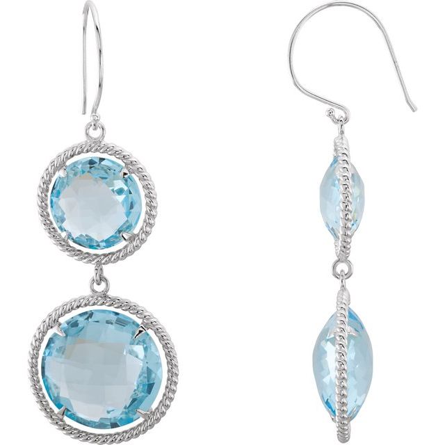 Round Natural Sky Blue Topaz Earrings