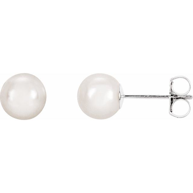 6mm Cultured White Akoya Pearl Earrings