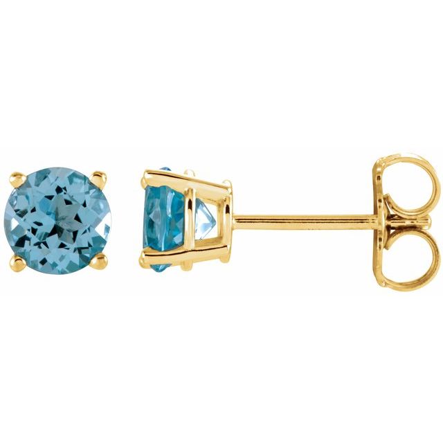 Round 5mm Natural Sky Blue Topaz Stud Earrings