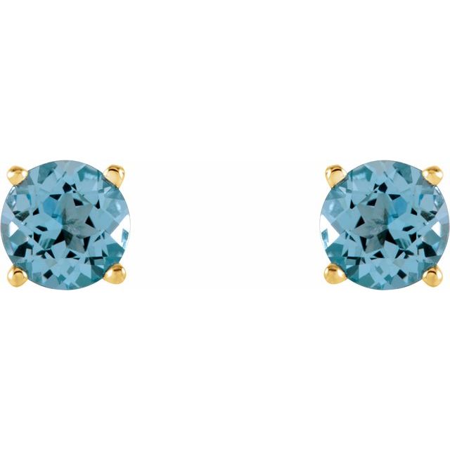 Round 5mm Natural Sky Blue Topaz Stud Earrings