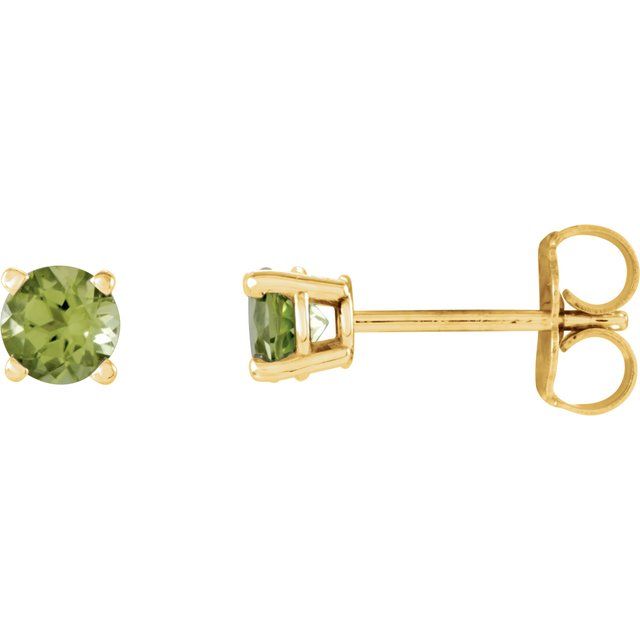 Round 4mm Natural Peridot Stud Earrings