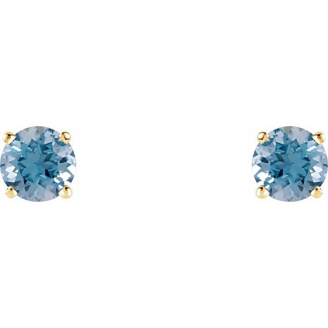 Round 5mm Natural Aquamarine Stud Earrings