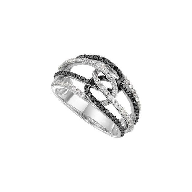 Round Black Rhodium Plated 3/4 CTW Natural Black & White Diamond Ring