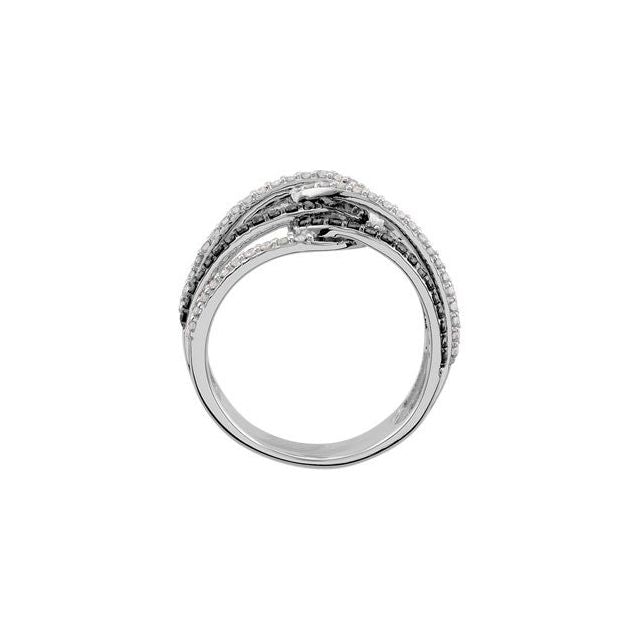 Round Black Rhodium Plated 3/4 CTW Natural Black & White Diamond Ring