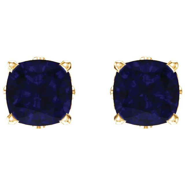 4x4mm Cushion Lab-Grown Blue Sapphire Earrings