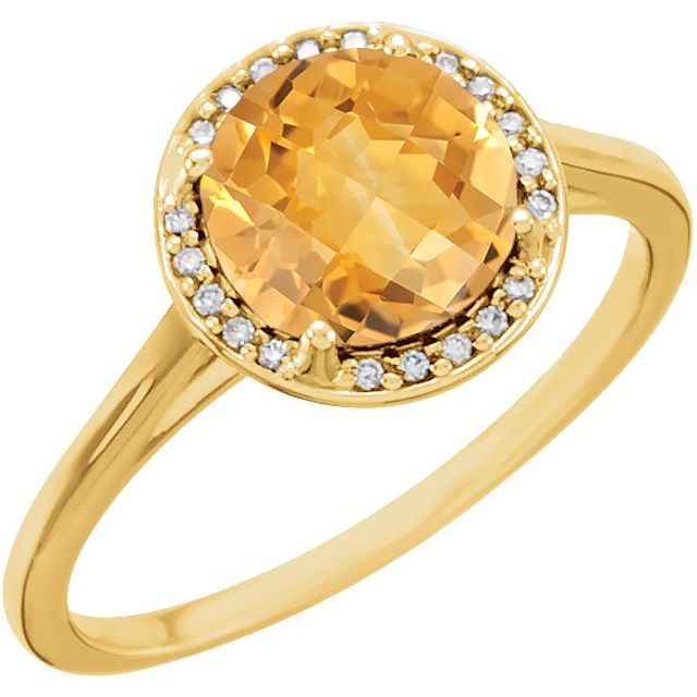 Round Natural Citrine & .05 CTW Natural Diamond Ring