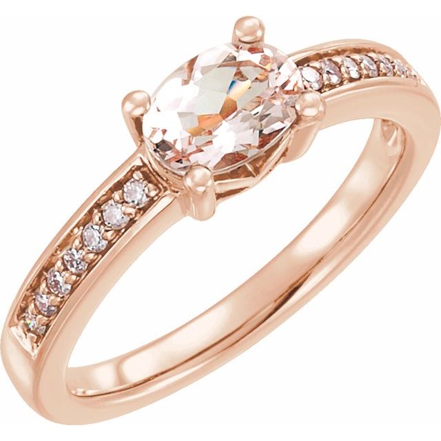 Natural Pink Morganite & 1/10 CTW Natural Diamond Ring