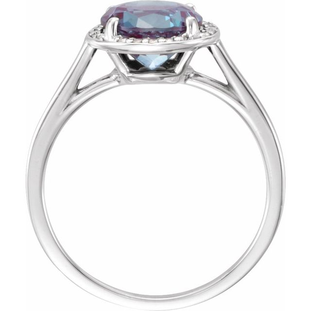 Round Lab-Grown Alexandrite & .05 CTW Natural Diamond Ring