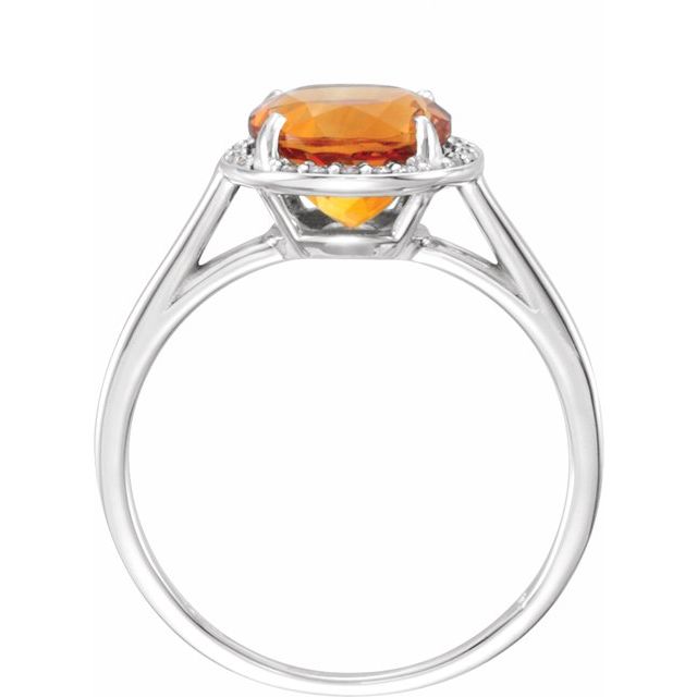 Round Natural Citrine & .05 CTW Natural Diamond Ring