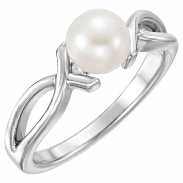 6.5-7.0mm Cultured White Freshwater Pearl Ring