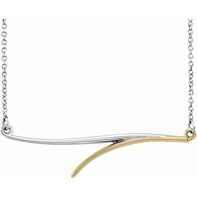 14K White/Yellow Freeform Bar Necklace