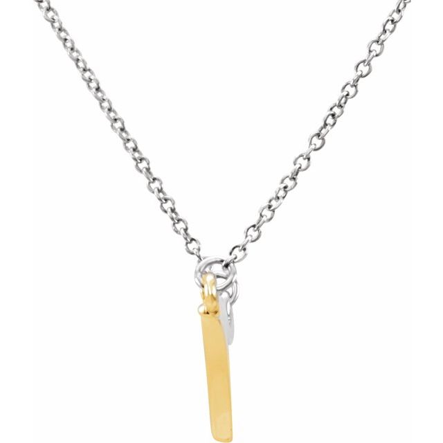 14K White/Yellow Freeform Bar Necklace