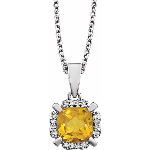 Natural Citrine & .05 CTW Natural Diamond Necklace