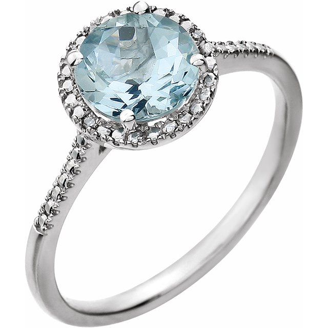 Natural Aquamarine & .01 CTW Natural Diamond Ring