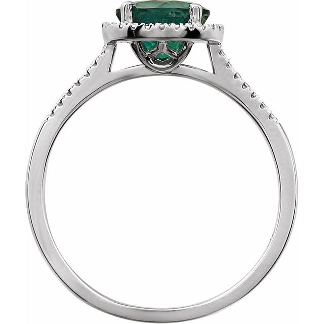 Lab-Grown Emerald & .01 CTW Natural Diamond Ring