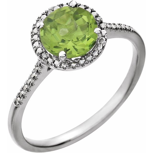 Natural Peridot & .01 CTW Natural Diamond Ring