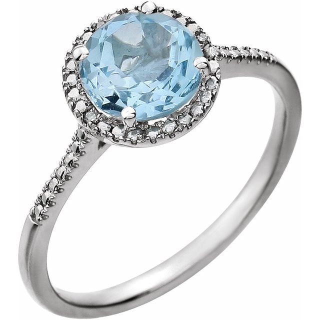 Natural Sky Blue Topaz & .01 CTW Natural Diamond Ring