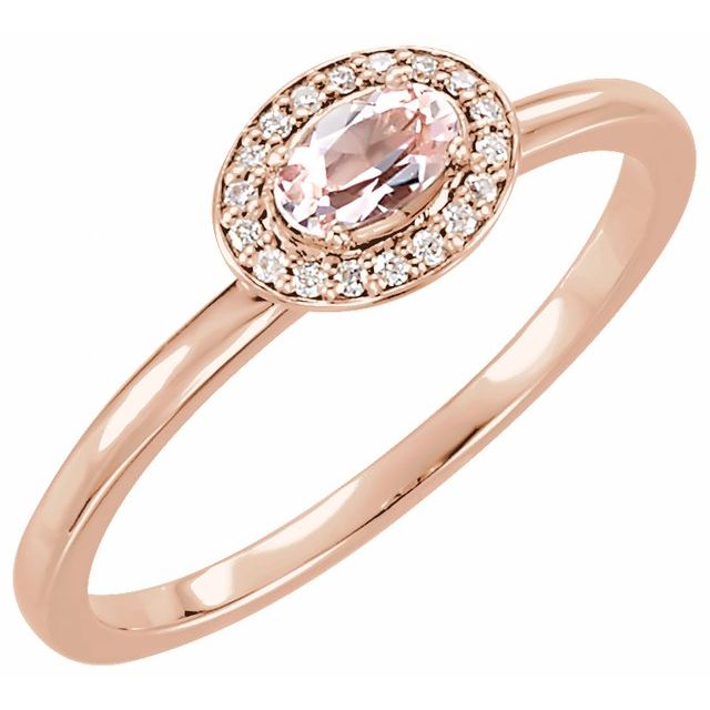 5x3mm Natural Morganite & .04 CTW Natural Diamond Halo-Style Ring