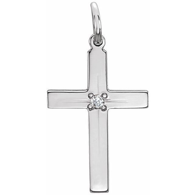 .0075 CT Natural Diamond Cross Necklace