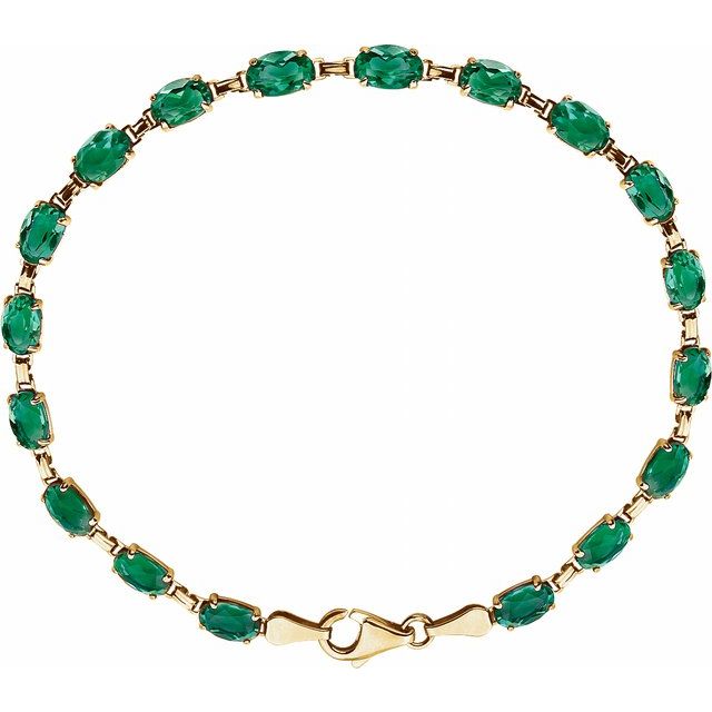 Oval Lab-Grown Emerald 7.25" Bracelet