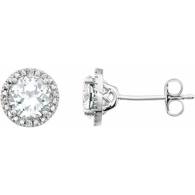 Round Lab-Grown White Sapphire & .01 CTW Natural Diamond Earrings