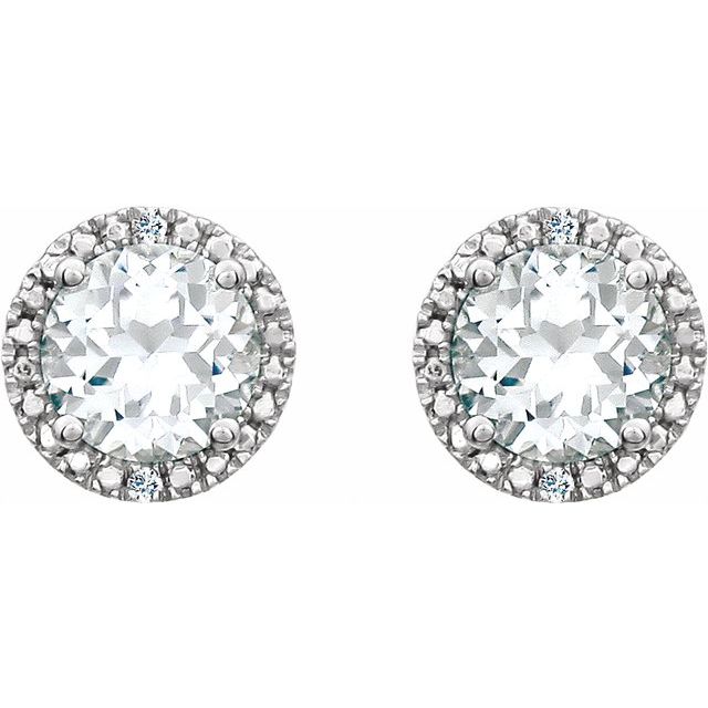 Round Lab-Grown White Sapphire & .01 CTW Natural Diamond Earrings