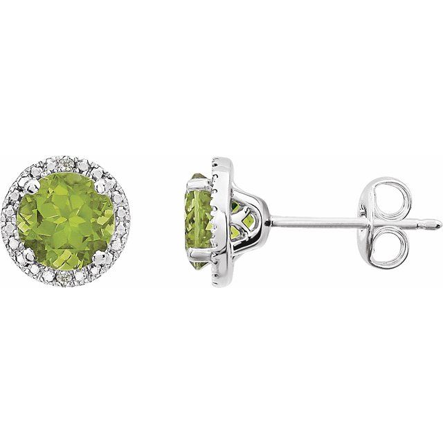 Round Natural Peridot & .01 CTW Natural Diamond Earrings