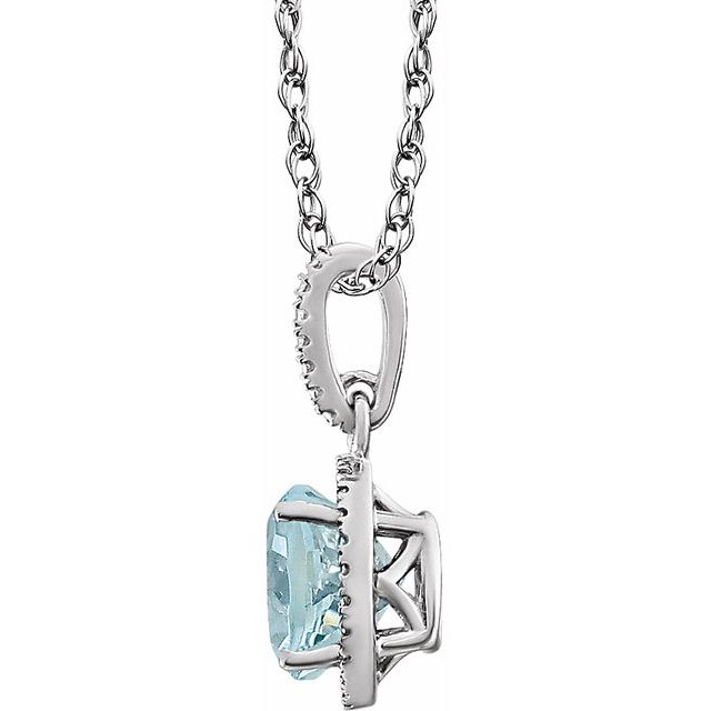 Natural Aquamarine & .01 CTW Natural Diamond Necklace