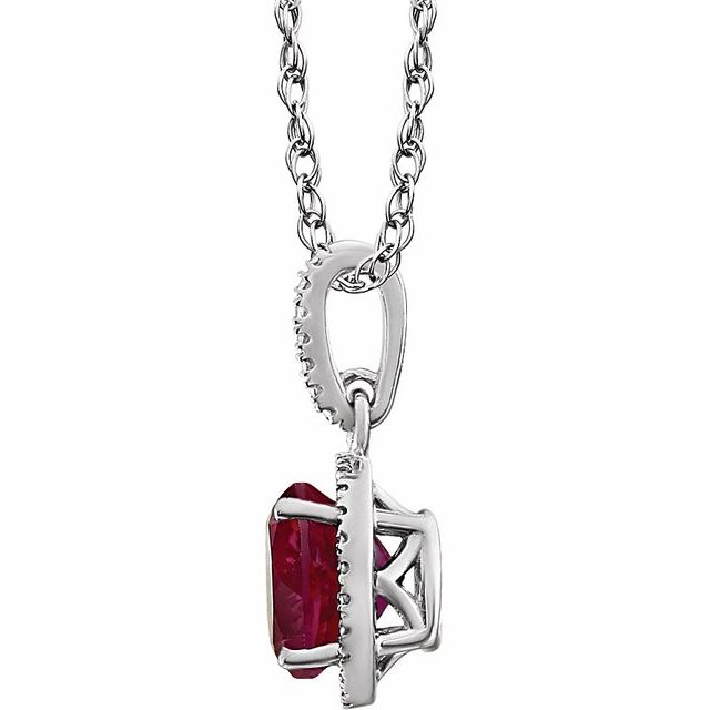 Lab-Grown Ruby & .01 CTW Natural Diamond Necklace