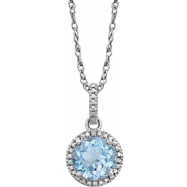 Natural Sky Blue Topaz & .01 CTW Natural Diamond Necklace