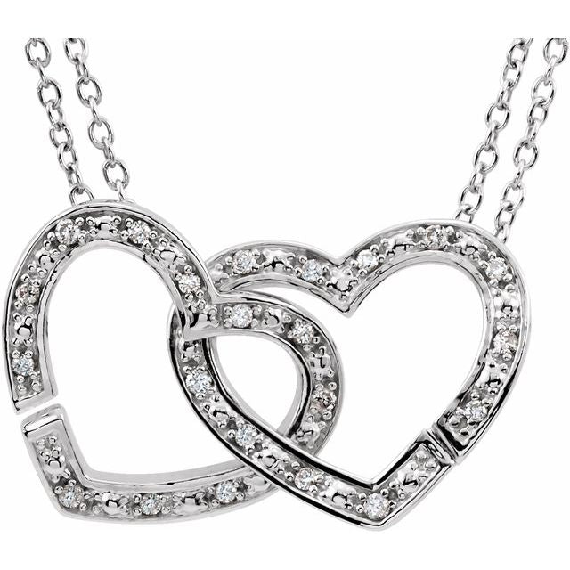 Round 1/6 CTW Natural Diamond Interlocking Hearts Necklace