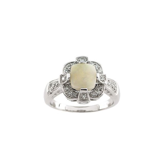 Natural Opal & 1/5 CTW Natural Diamond Ring