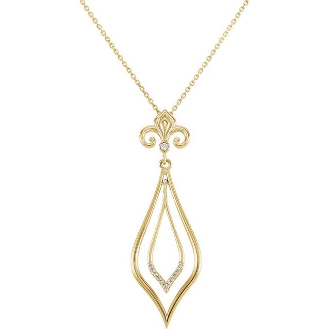 Round .05 CTW Natural Diamond Fleur-de-Lis Necklace