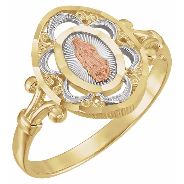 14K Yellow/Rose Our Lady of Guadalupe Ring