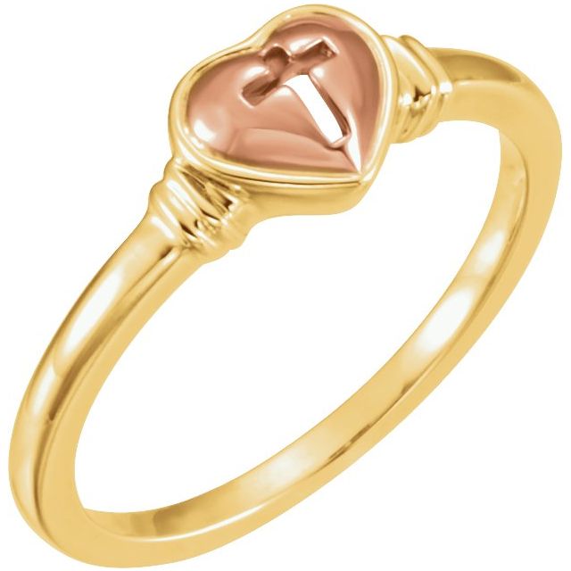Rose Heart & Cross Ring