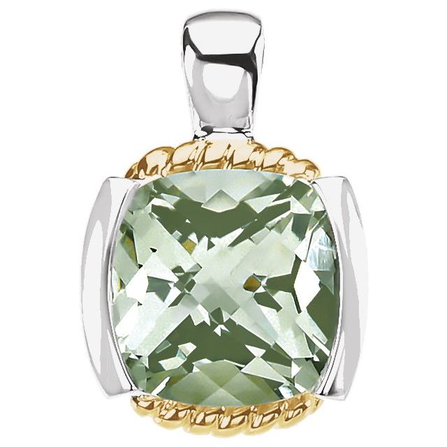 Cushion Natural Green Quartz Pendant