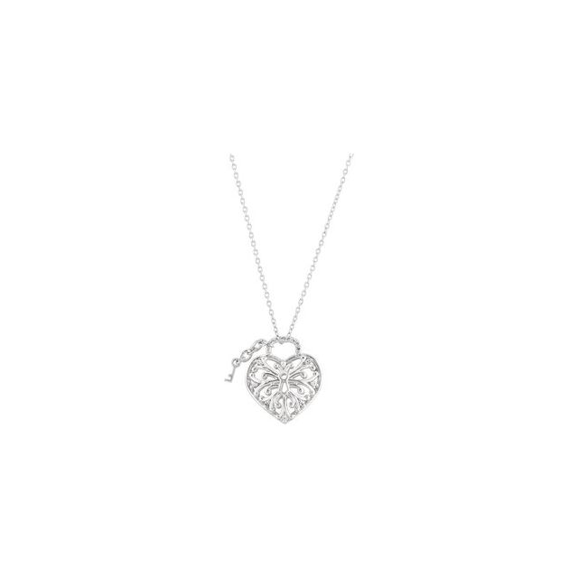 1/10 CTW Natural Diamond Heart Lock Necklace