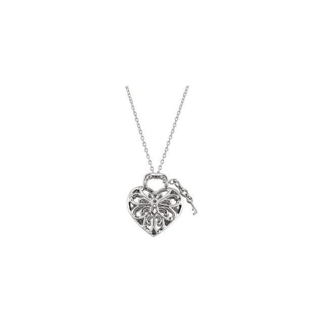 1/10 CTW Natural Diamond Heart Lock Necklace