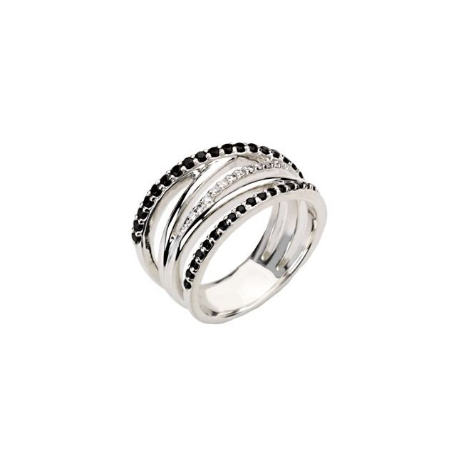 Natural Black Spinel & 1/10 CTW Natural Diamond Ring