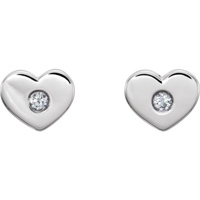 Round .06 CTW Natural Diamond Heart Earrings