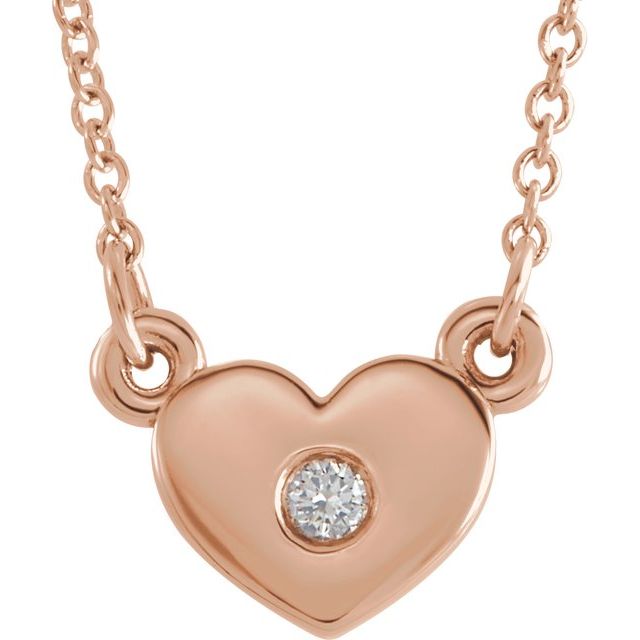 .03 CTW Natural Diamond Heart Necklace