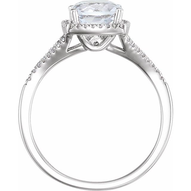 Cushion Lab-Grown White Sapphire & 1/5 CTW  Natural Diamond Ring