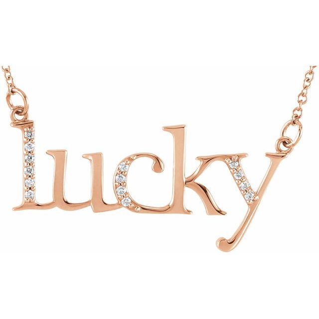 .06 CTW Natural Diamond "Lucky" Phrase 16 1/2" Necklace