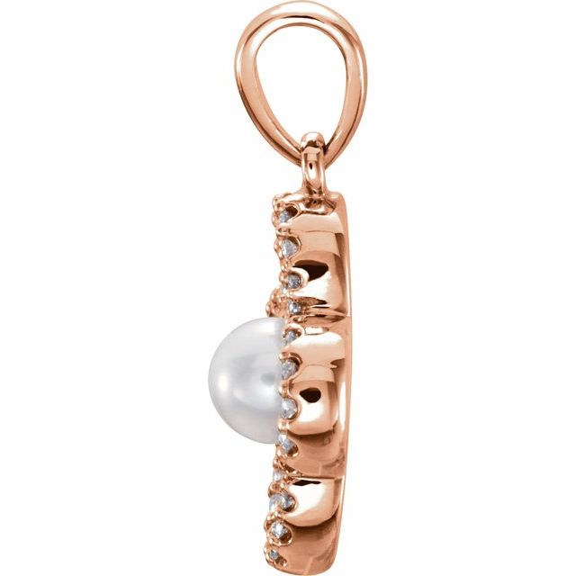 Cultured White Freshwater Pearl & 1/6 CTW Natural Diamond Pendant