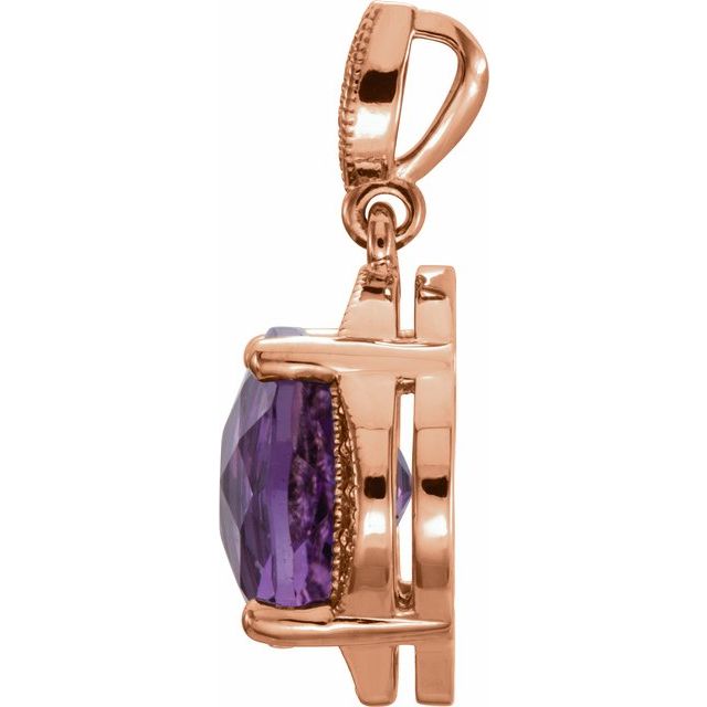 Checkerboard Natural Amethyst & 1/10 CTW Natural Diamond Pendant